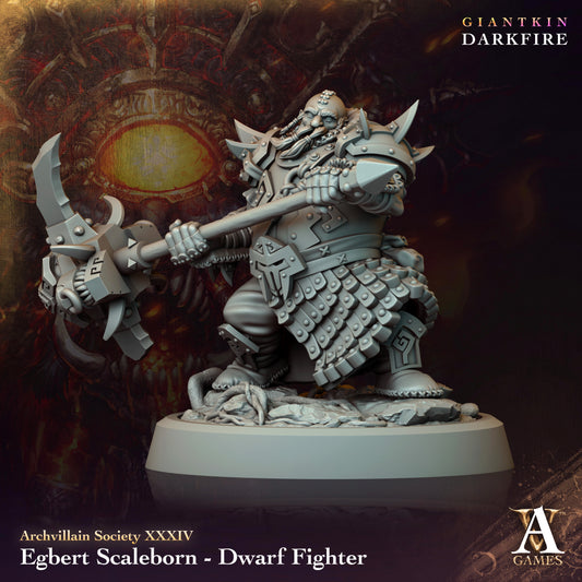 Archvillain Games - Egbert Scaleborn, Dwarf Fighter - Archvillain Society Vol. XXXlV - Giantkin Darkfire 2024 April