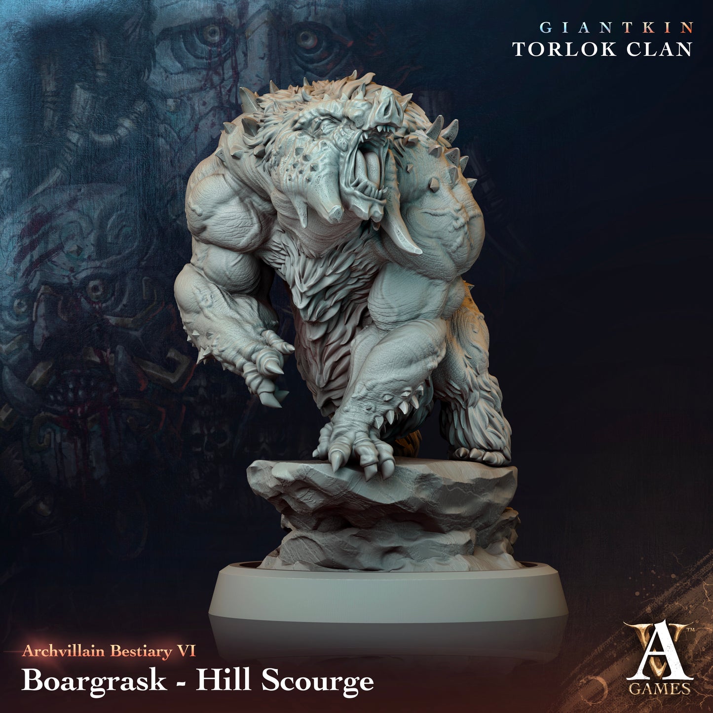 Archvillain Games - Boargrask - Hill Scourge Archvillain Bestiary Vol. 6 Giantkin - Torlok Clan 2024 February