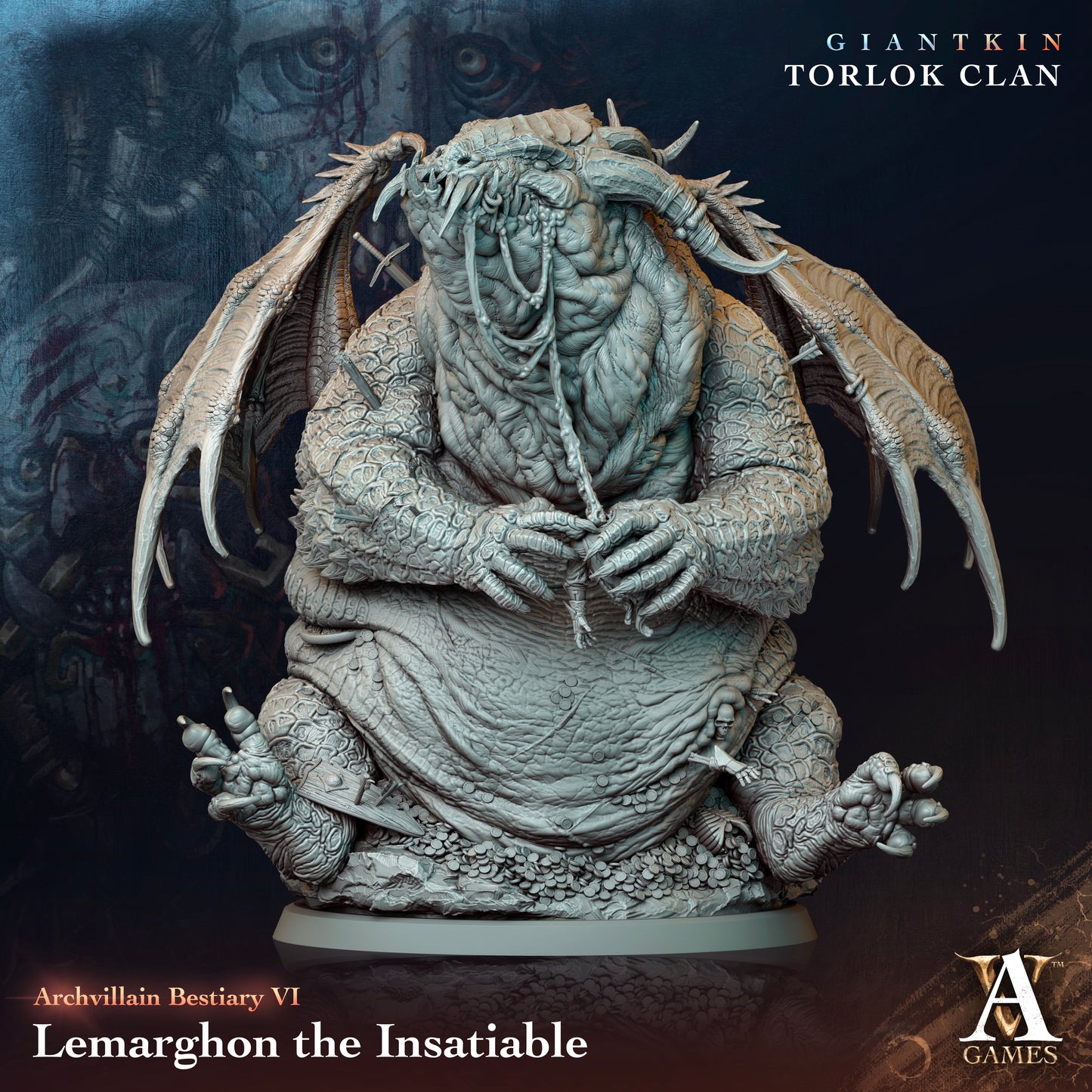 Archvillain Games - Lemarghon the Insatiable Dragon Archvillain Bestiary Vol. 6 Giantkin - Torlok Clan 2024 February