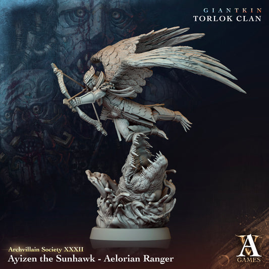 Archvillain Games - Ayizen the Sunhawk Aelorian Avariel Ranger Archvillain Society Vol. 32 Giantkin - Torlok Clan 2024 February