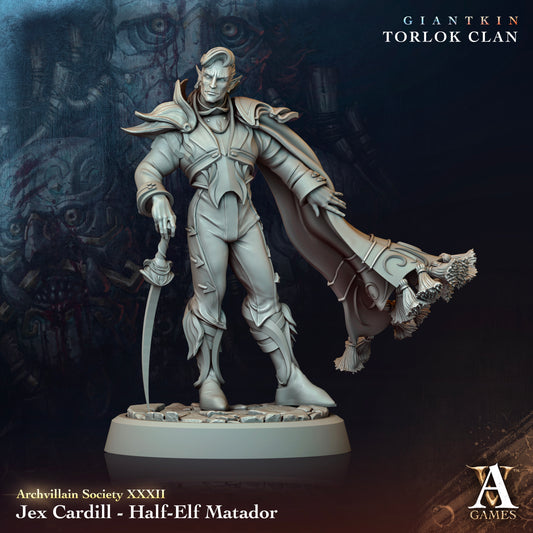 Archvillain Games - Jex Cardill - Half Elf Matador Archvillain Society Vol. 32 Giantkin - Torlok Clan 2024 February