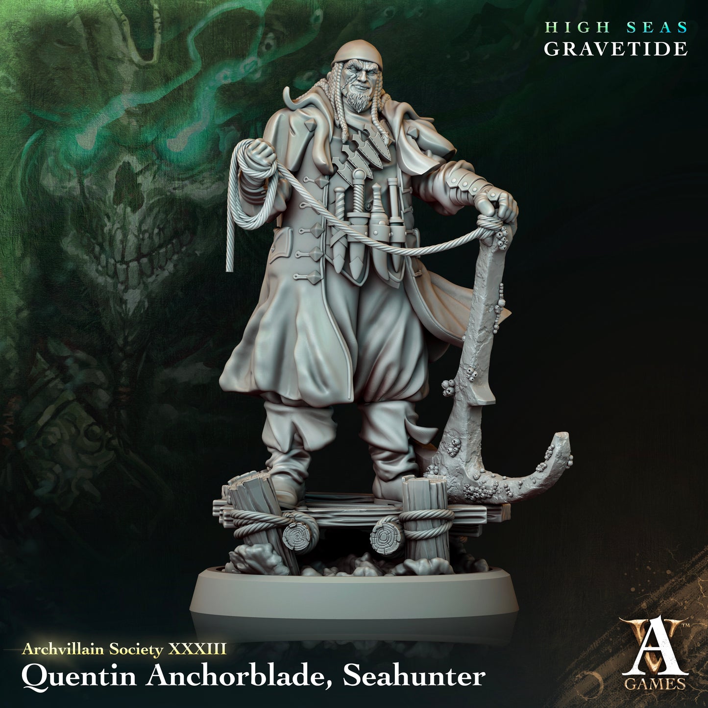 Archvillain Games - Quentin Anchorblade, Pirate Seahunter - Archvillain Society Vol. XXXllI - High Seas - Gravetide 2024 March