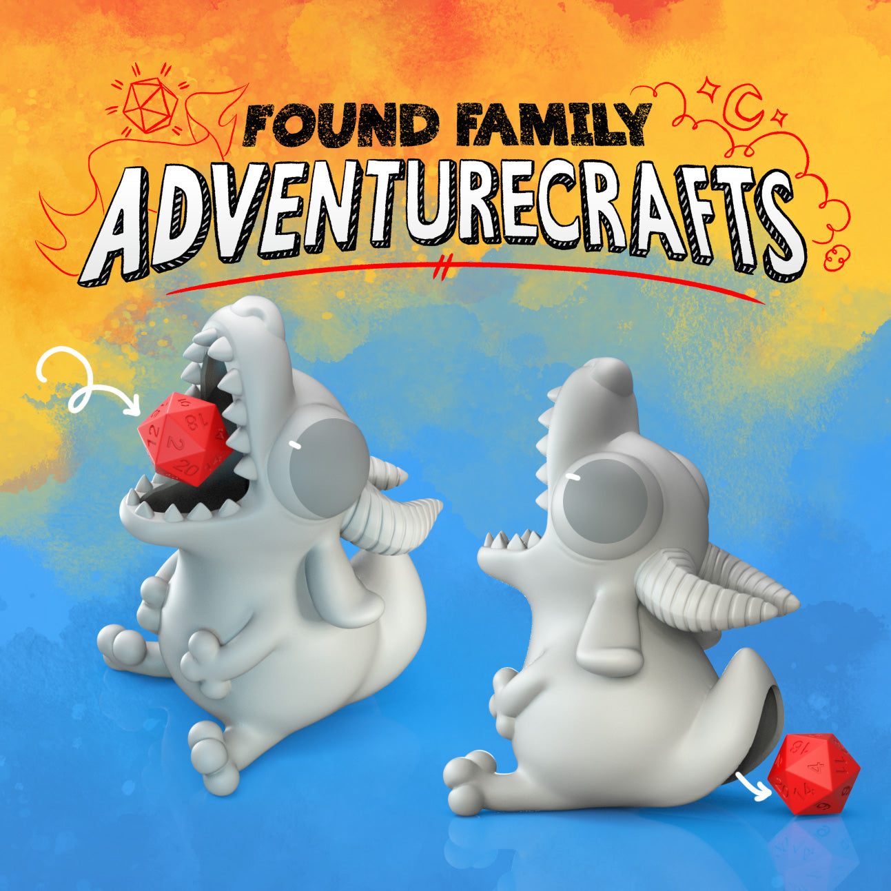 Found Family Adventurecrafts - Hungry Kobold, Dice Tower and Pen Holder FDM