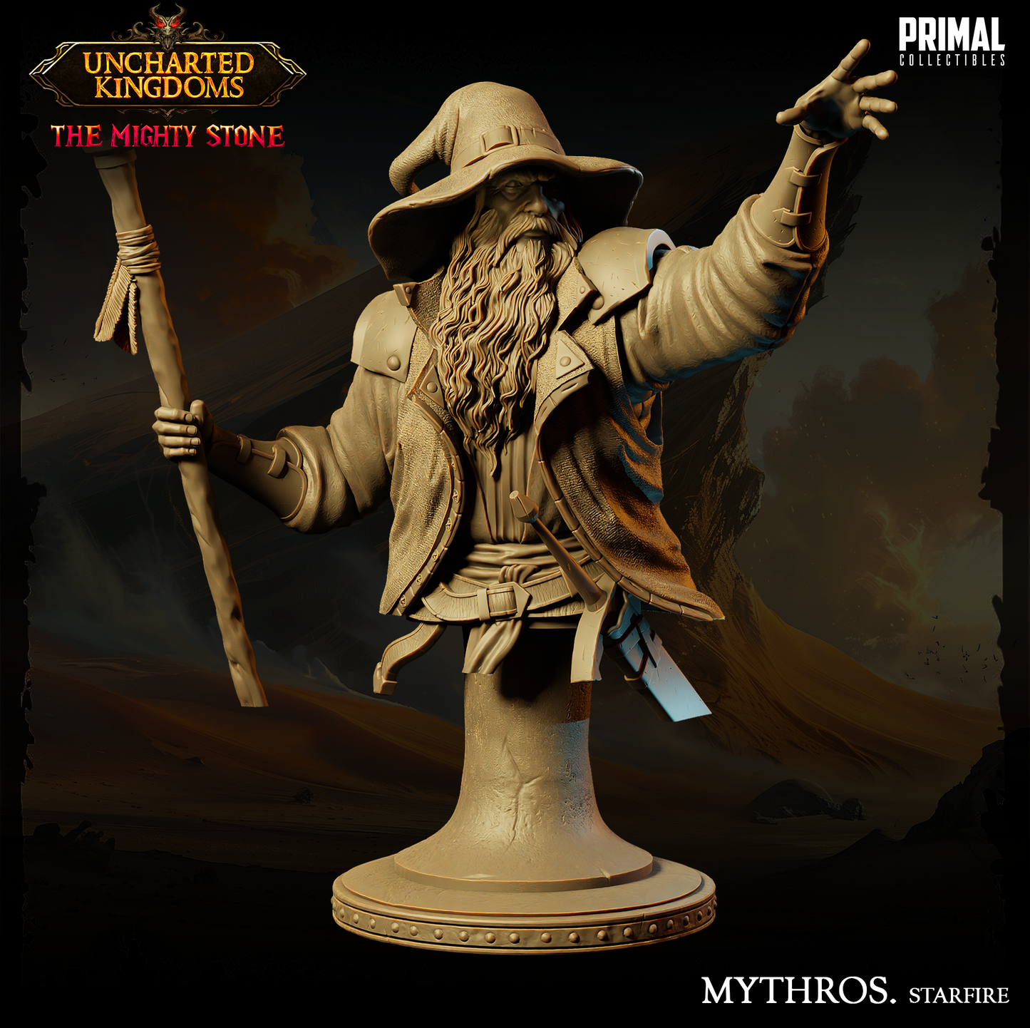 Primal Collectibles - Wizard Mythros, Human Wizard Bust - UK The Migthy Stone 2024 September