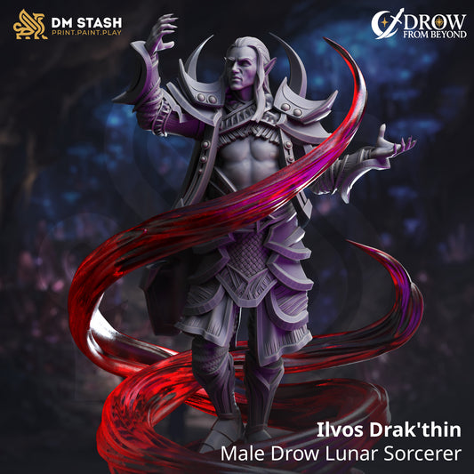 DM Stash - Ilvos Drak´thin, Male Drow Lunar Sorcerer - Drow from Beyond 2025 August