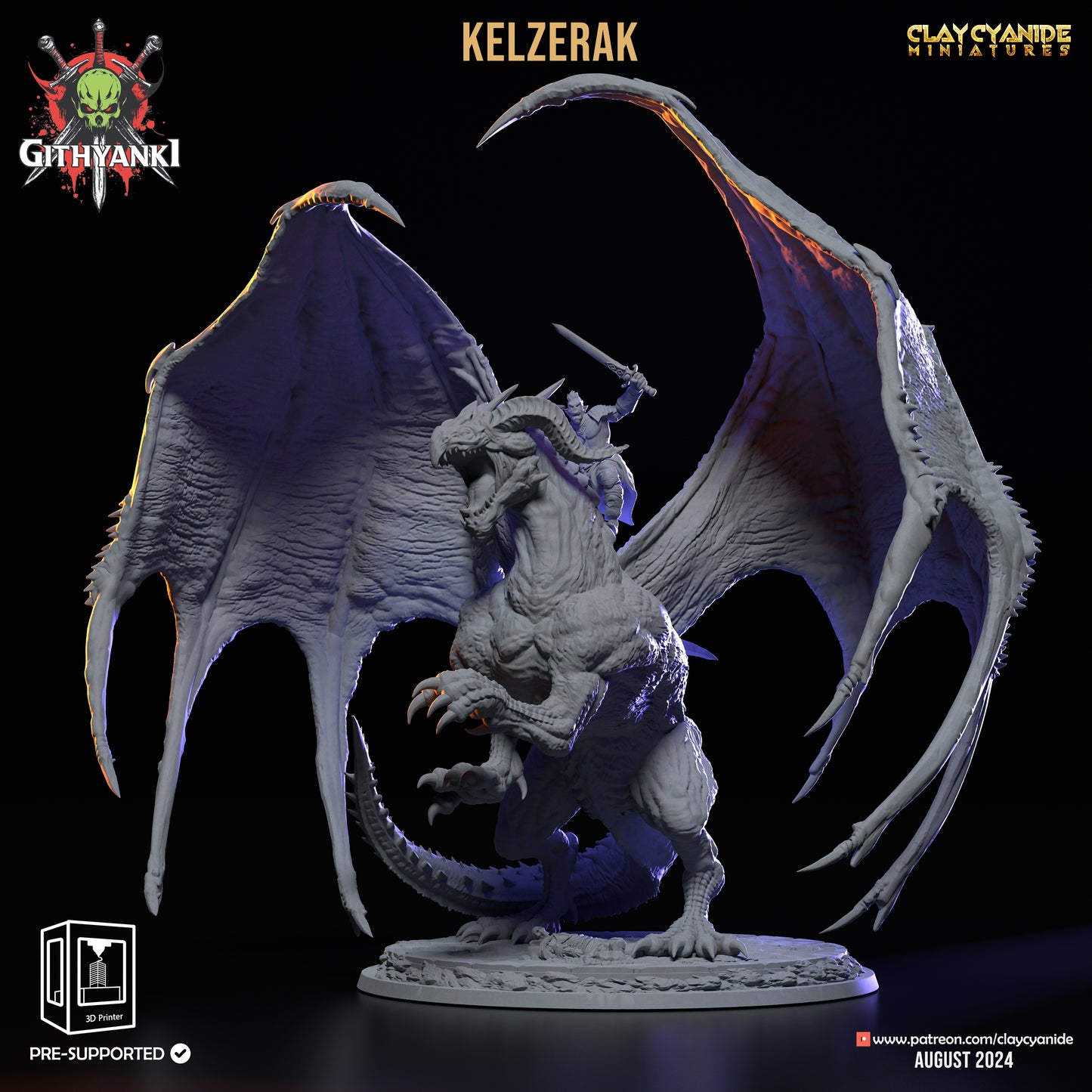 Clay Cyanide - Kelzerak, Red Dragon Rider (Gargantuan) - Githyanki 2024 August