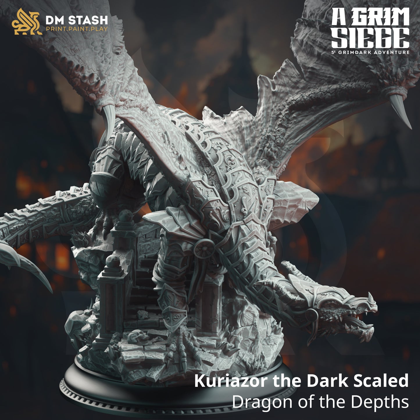DM Stash - Kuriazor the Dark Scaled, Dragon of the Depths - A Grim Siege 2025 April