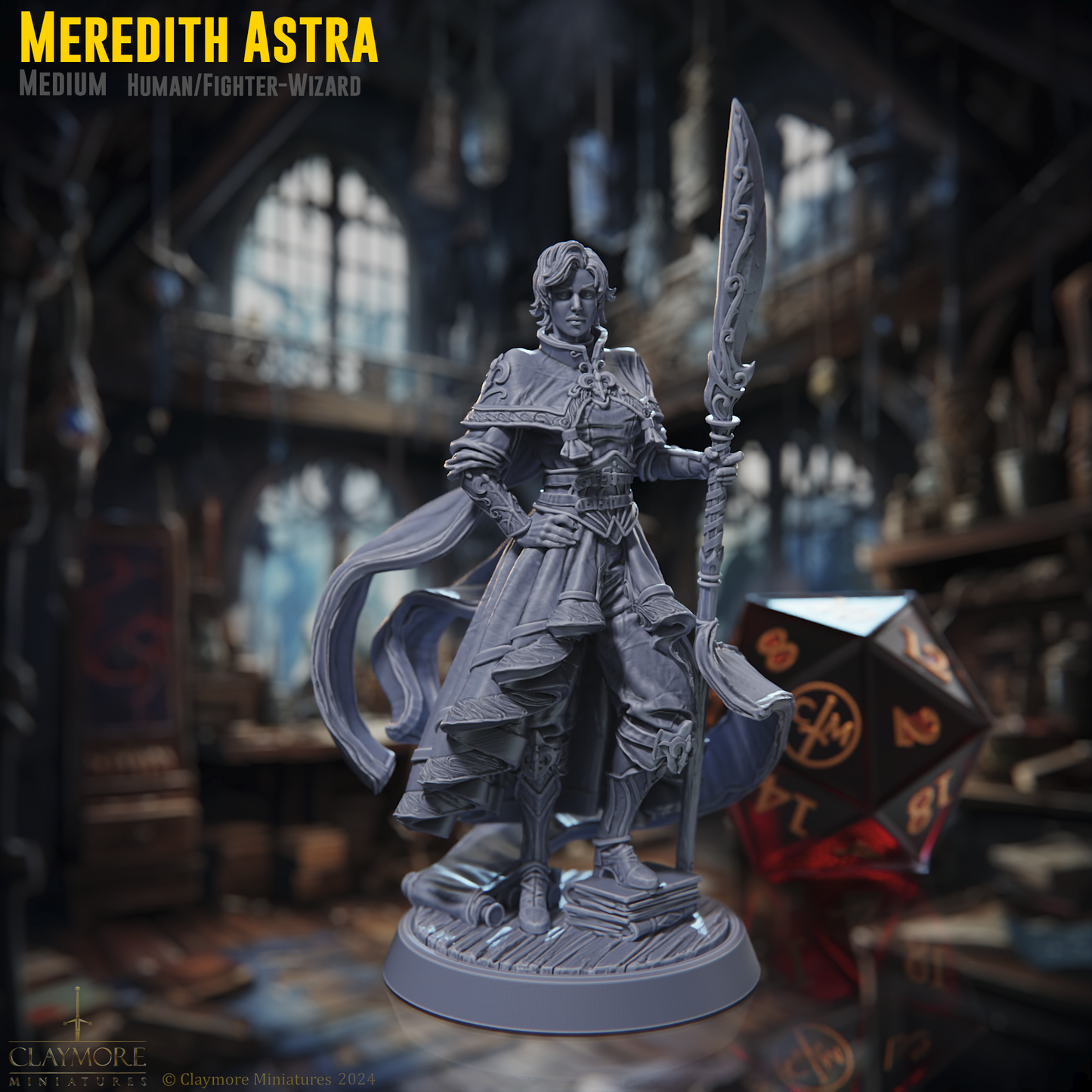 Claymore Miniatures - Meredith Astra Human Fighter Wizard Rossvalds Bestiary of The Unknow 2024 November Release 35mm