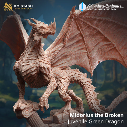 DM Stash - Midorius the Broken, Juvenile Green Dragon (Huge) - Adventures Continues 2024 May