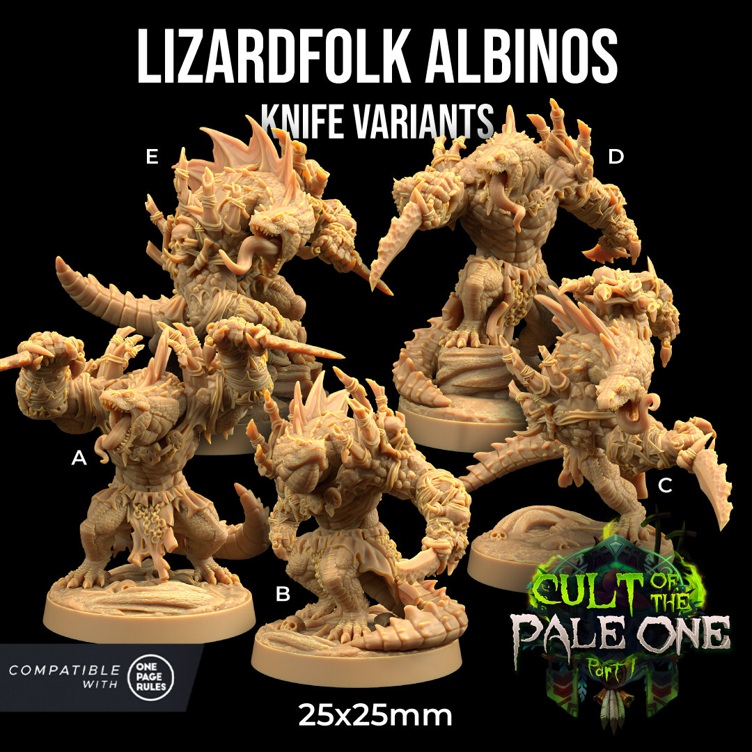 Dragons Trappers Lodge - Lizardfolk Albinos Knife - Cult of The Pale One Part 1 -2024 November Release 35mm