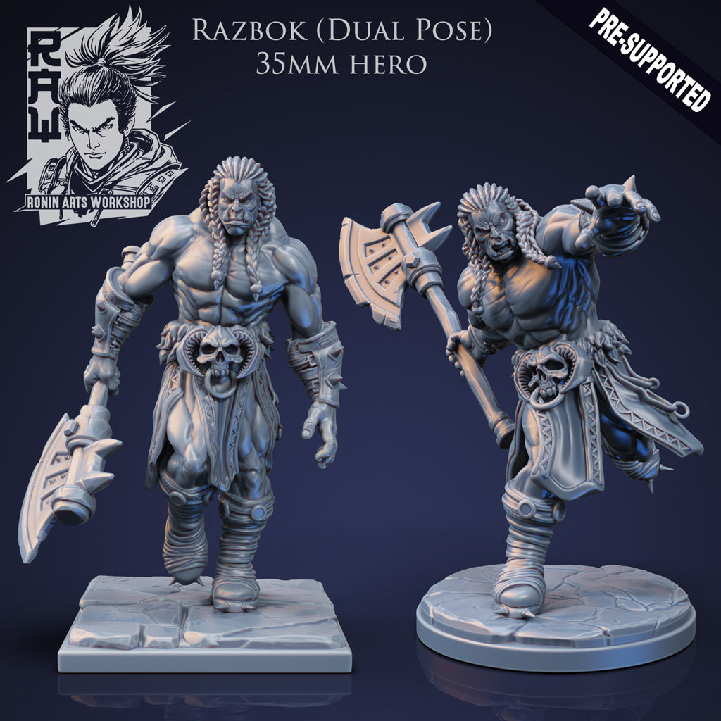 Ronin Arts - Razbok Half Orc barbarian 35mm