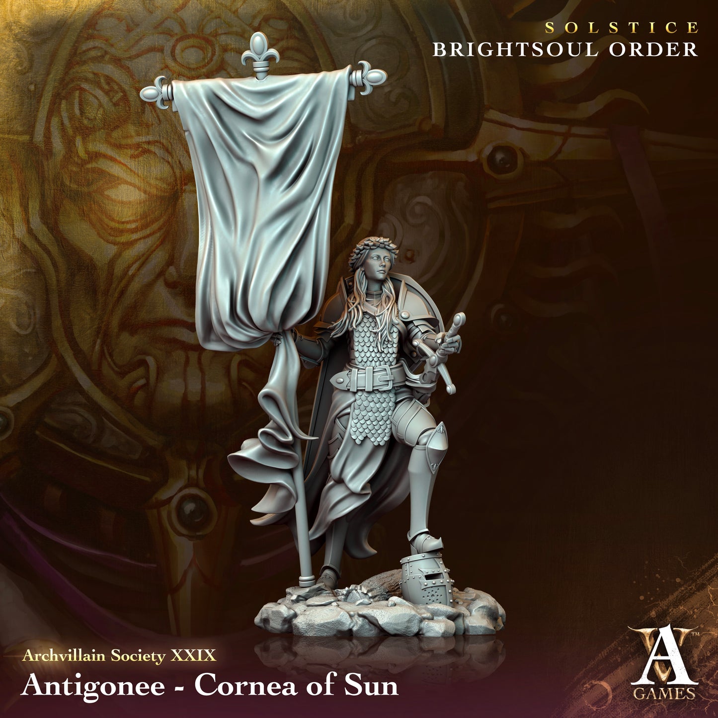 Archvillain Games - Antigonee  Paladin  of Sun Archvillain Society Vol. 29 Solstice - Brightsoul Order 2023 November