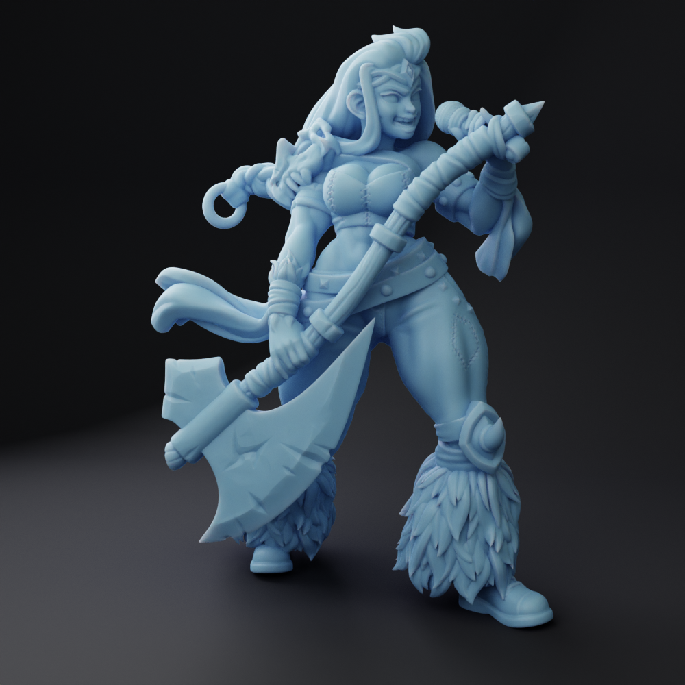 Twin Goddess Miniatures - Skadi, Human Bardbarian - Bardic Beatdown