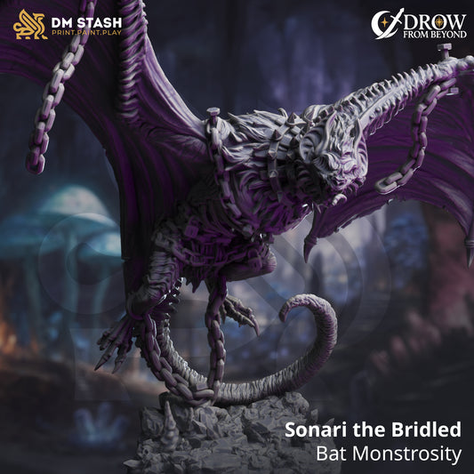 DM Stash - Sonari the Bridled Bat Monstrosity (Huge) - Drow from Beyond 2025 August