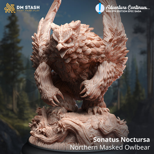 DM Stash - Sonatus Noctursa, Northern Masked Owlbear (Large) - Adventures Continues 2024 May