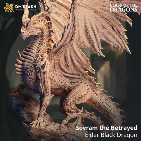 DM Stash - Sovram the Betrayed, Elder Black Dragon (Gargantuan) 20x30 - Clash of Dragons 2025 June
