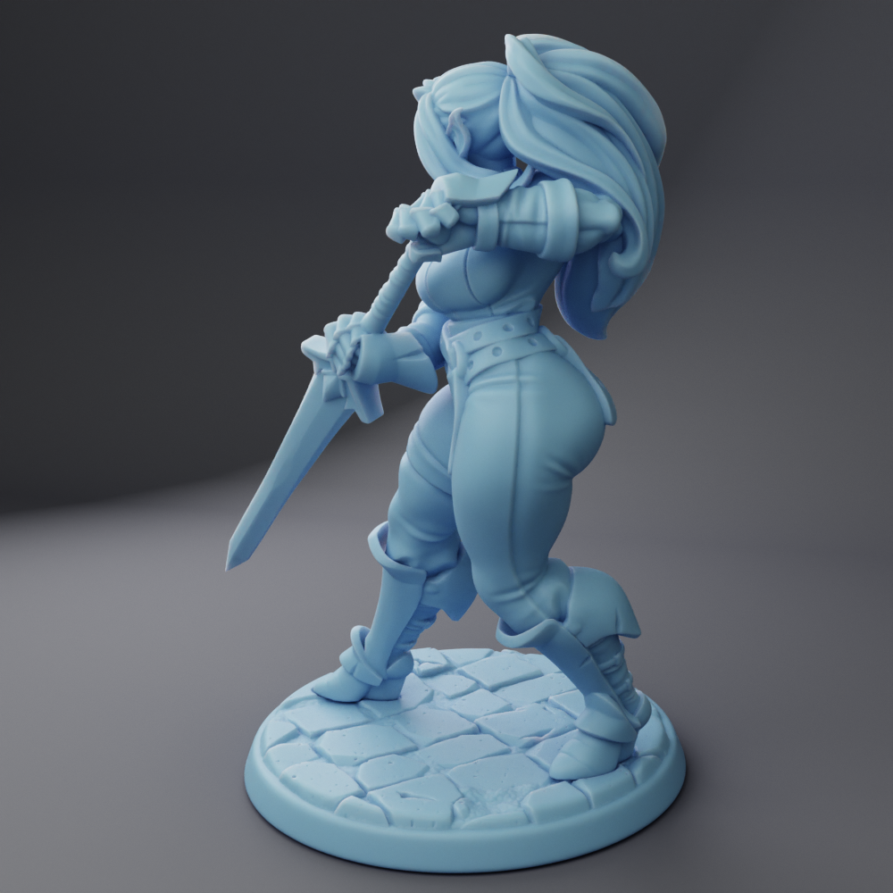 Twin Goddess Miniatures - Sybil the Elf Warrior - Hero Tier March 2024 35mm / 75mm