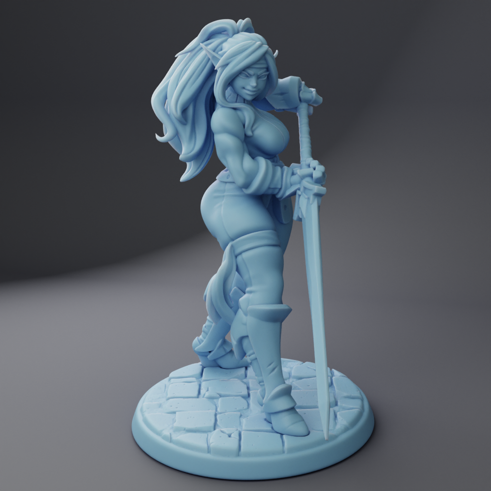 Twin Goddess Miniatures - Sybil the Elf Warrior - Hero Tier March 2024 35mm / 75mm