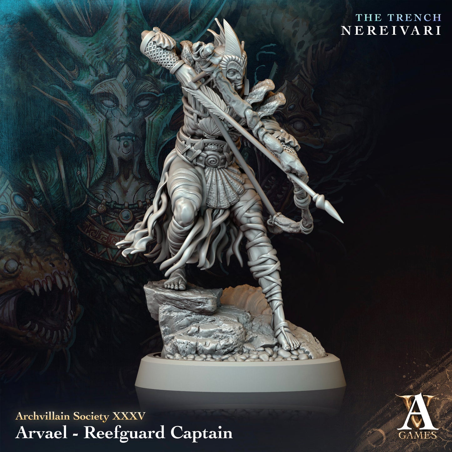 Archvillain Games - Arvael, Reefguard Captain - Archvillain Society Vol. XXXV - The Trench Nereivari 2024 May