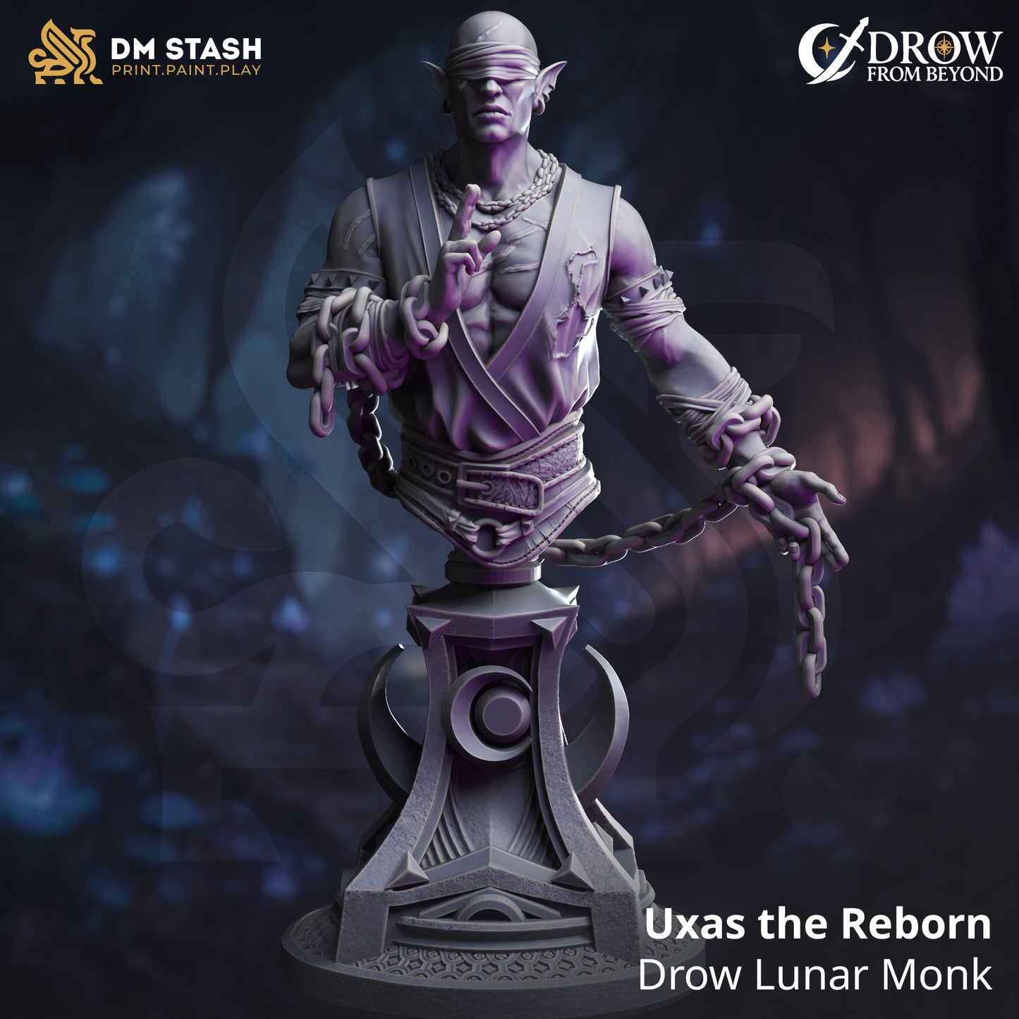 DM Stash - Uxas the Reborn, Drow Lunar Monk (Bust) - Drow from Beyond 2025 August