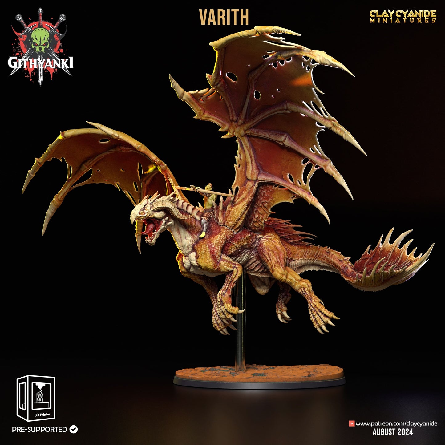 Clay Cyanide - Varith, Red Dragon Rider (Gargantuan) - Githyanki 2024 August