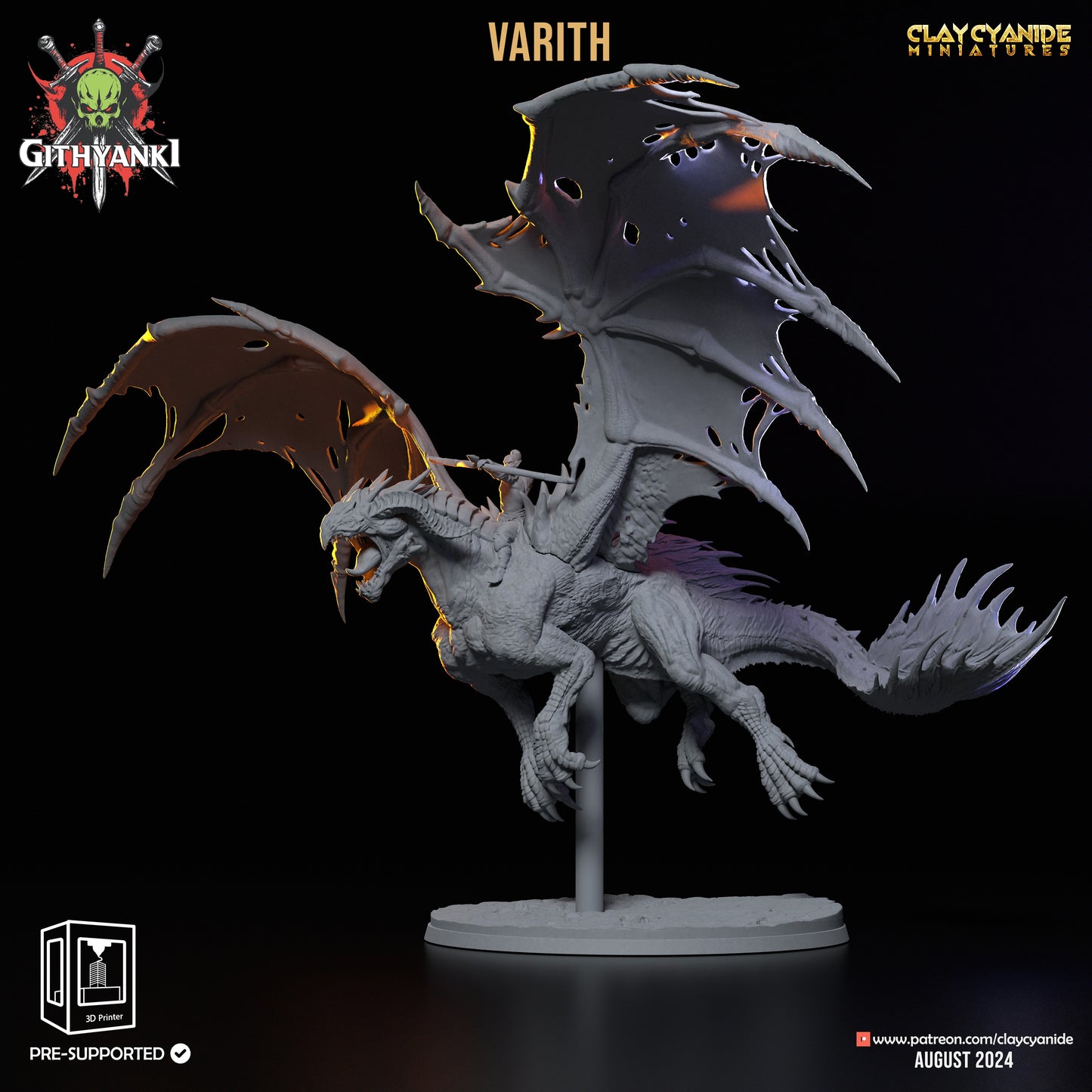 Clay Cyanide - Varith, Red Dragon Rider (Gargantuan) - Githyanki 2024 August