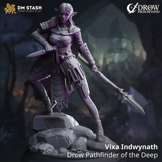 DM Stash - Vixa Indwynath, Drow Pathfinder of the Deep - Drow from Beyond 2025 August
