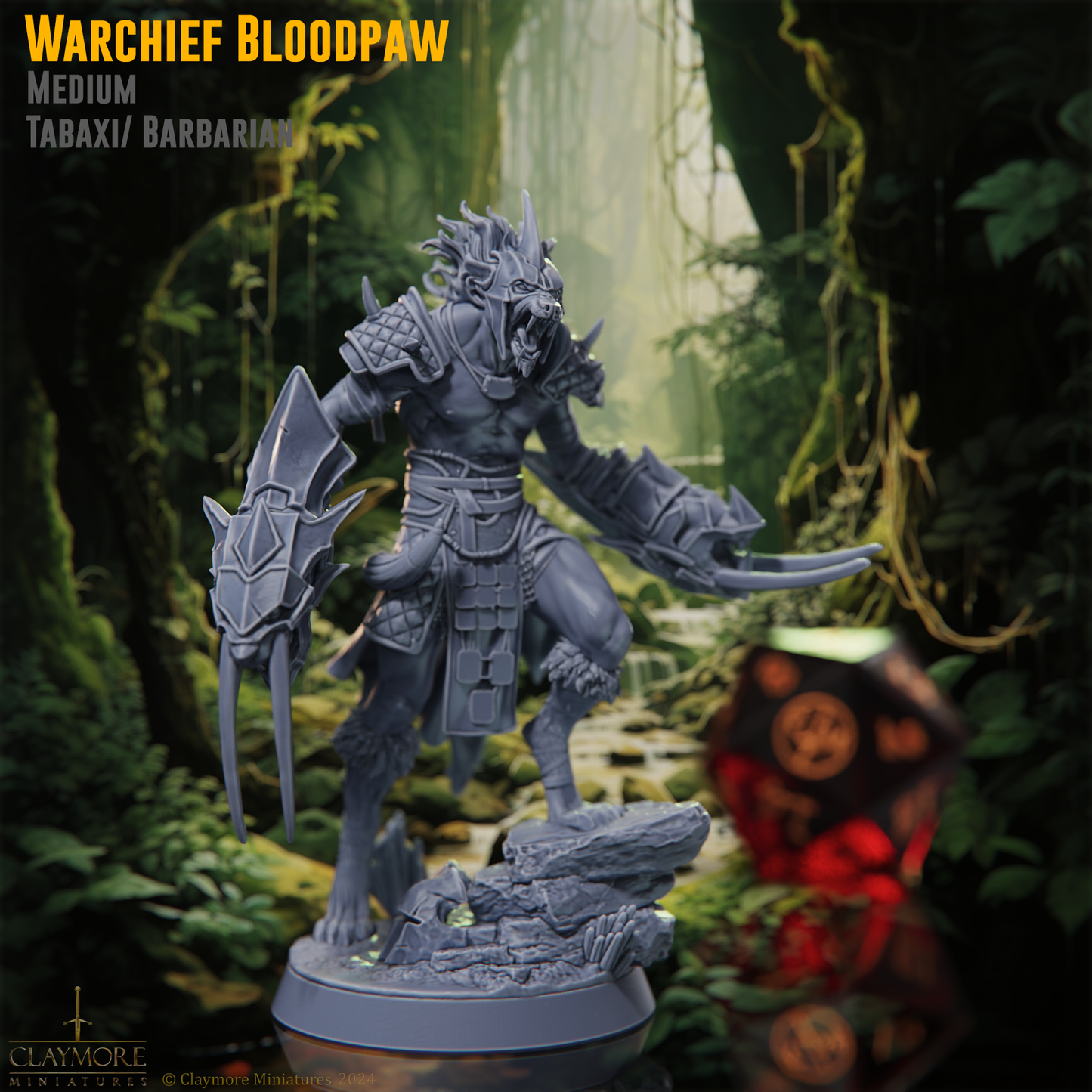 Claymore Miniatures - Warchief Bloodpaw, Tabaxi Barbarian  - Rangers Of The Savage Frontiers 2025 February