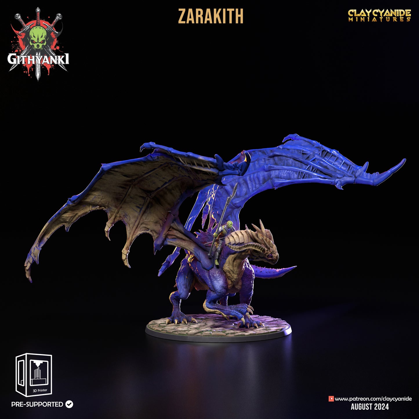 Clay Cyanide - Zarakith, Red Dragon Rider (Gargantuan) - Githyanki 2024 August