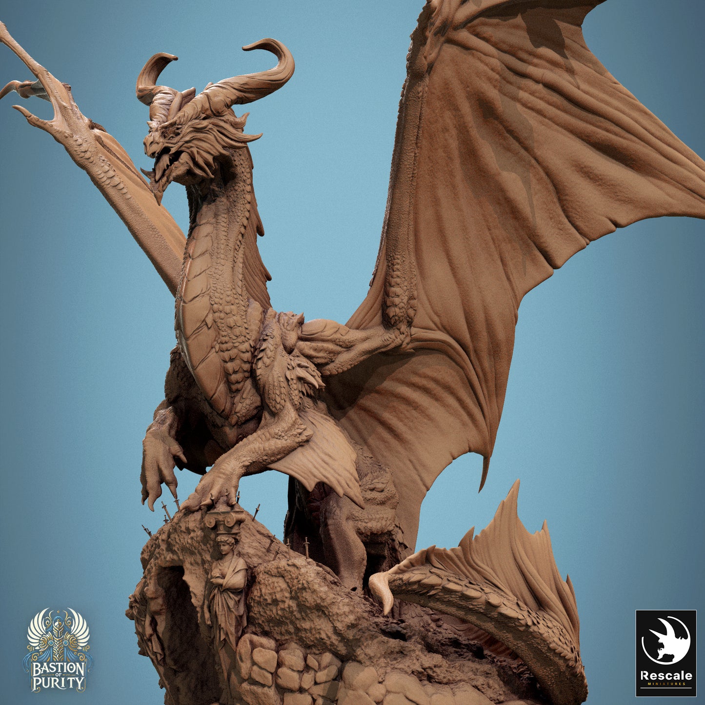 Rescale Miniatures (Lord of the Print) - Bastion of Purity - Bronze Dragon Legendary Stand Door 2024 September Release 35mm