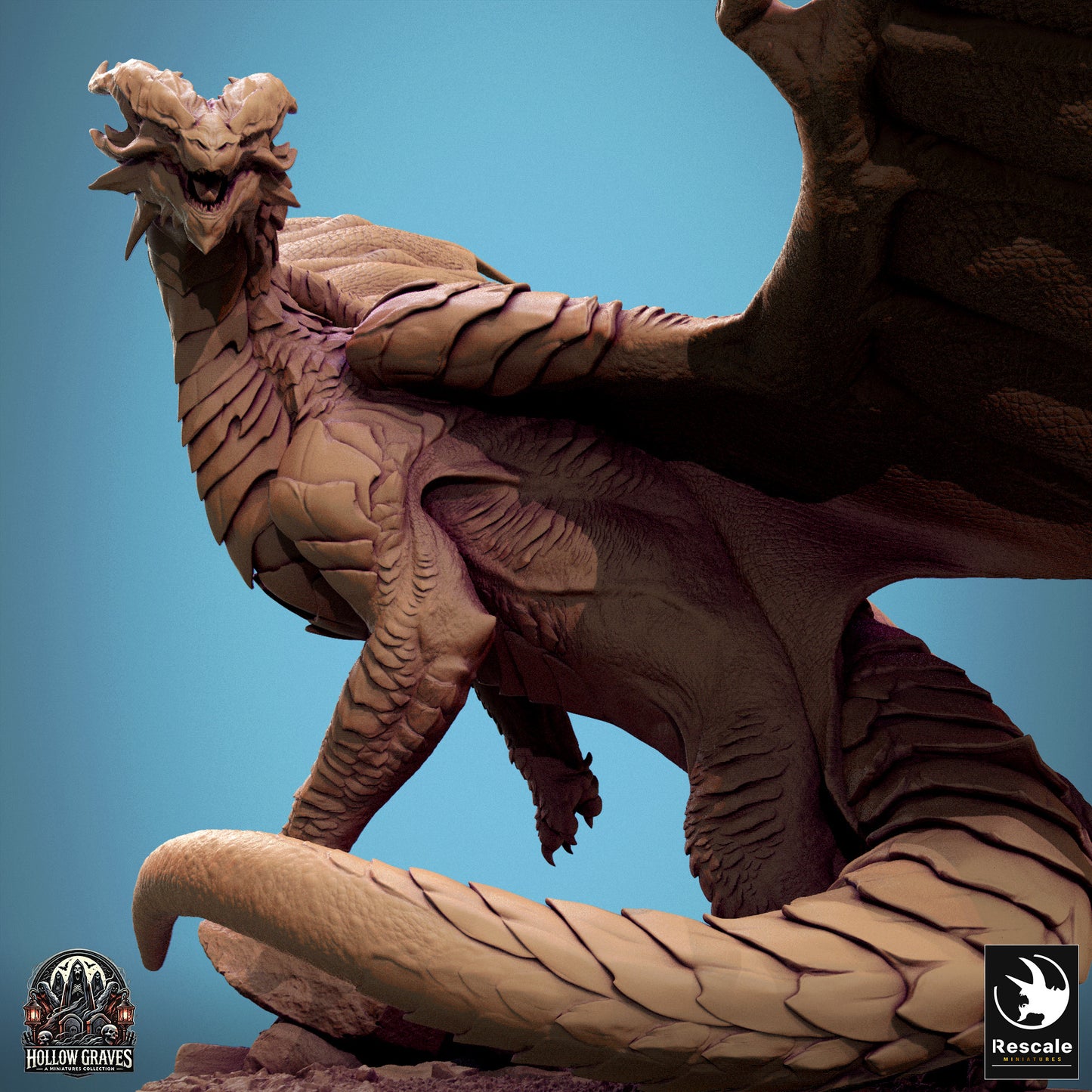 Rescale Miniatures (Lord of the Print) - Copper Dragon - Roar 35mm H132mm W246mm D135mm