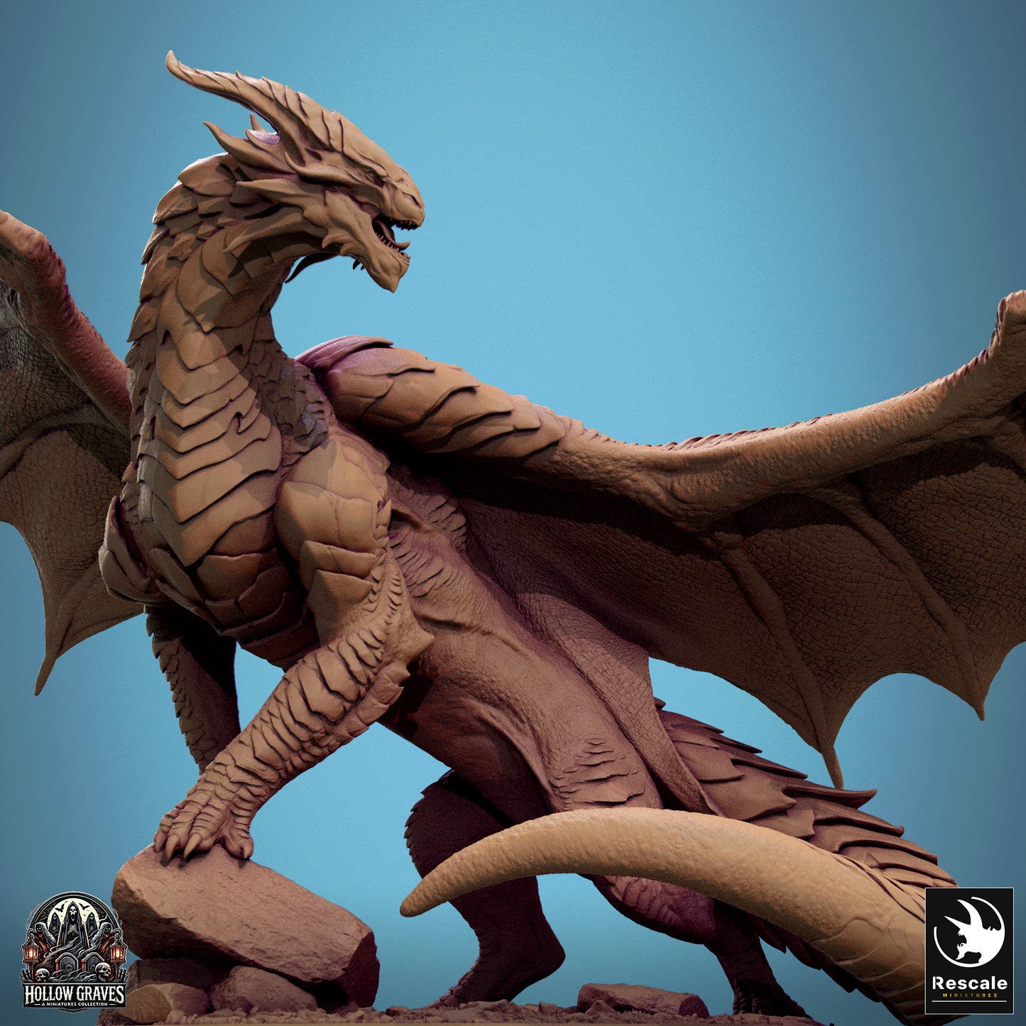 Rescale Miniatures (Lord of the Print) - Copper Dragon - Roar 35mm H132mm W246mm D135mm