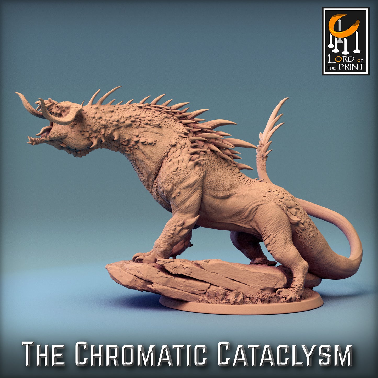 Rescale Miniatures (Lord of the Print) - Dragonspawn Black Drake (Large) - The Chromatic Cataclysm 2023 December