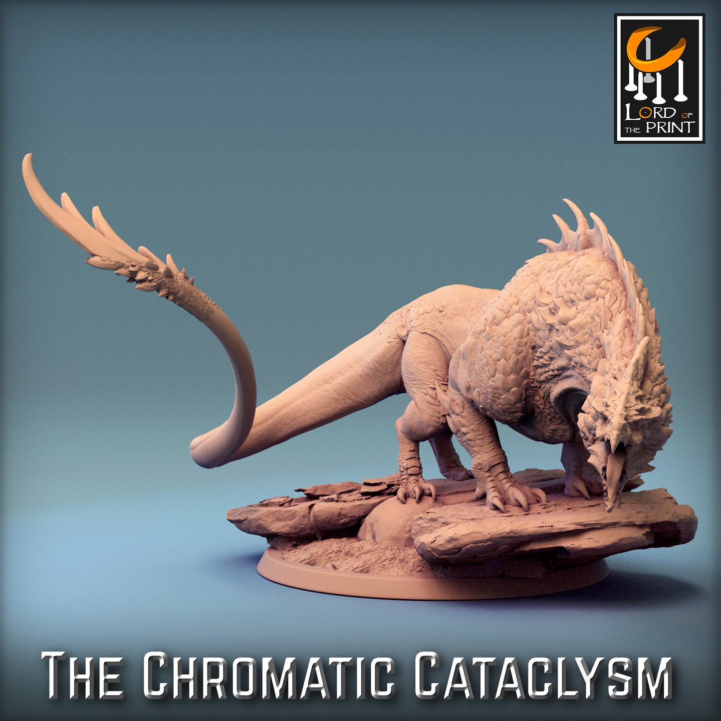 Rescale Miniatures (Lord of the Print) - Dragonspawn White Drake (Large) - The Chromatic Cataclysm 2023 December