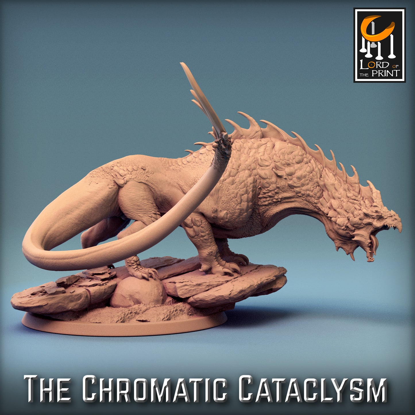 Rescale Miniatures (Lord of the Print) - Dragonspawn White Drake (Large) - The Chromatic Cataclysm 2023 December