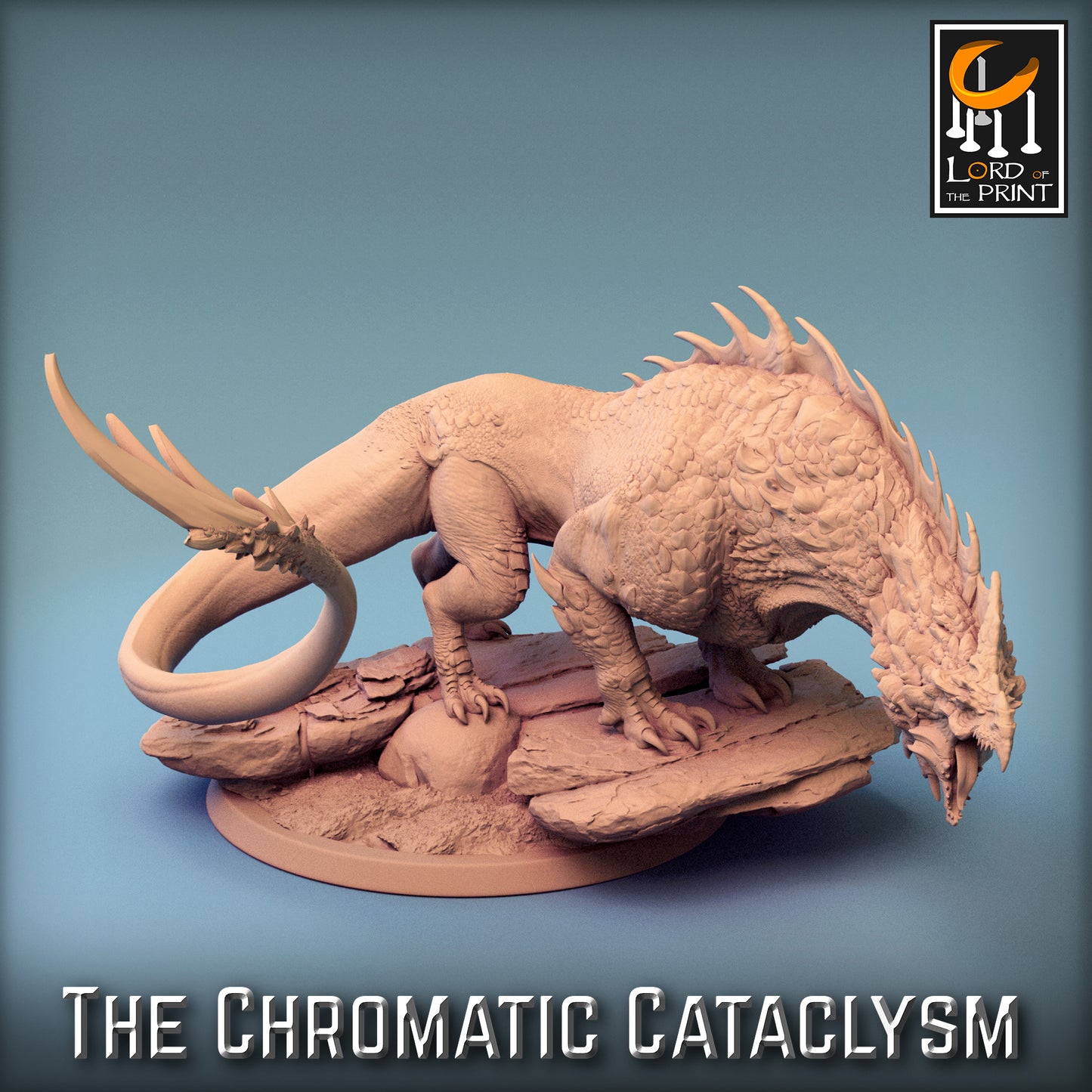 Rescale Miniatures (Lord of the Print) - Dragonspawn White Drake (Large) - The Chromatic Cataclysm 2023 December