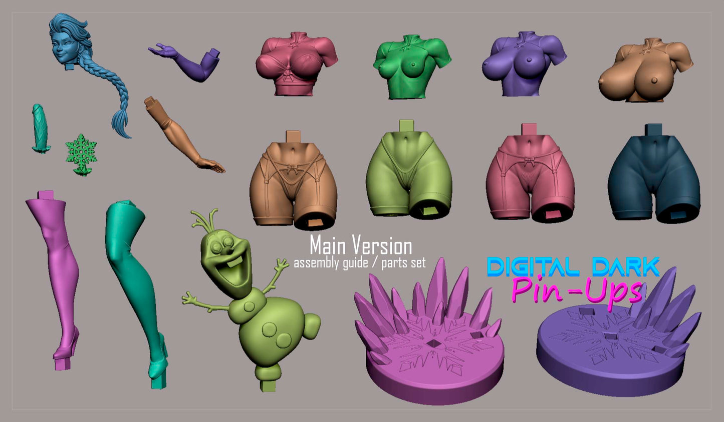 Digital Dark Pin Ups - Elsa, Frozen