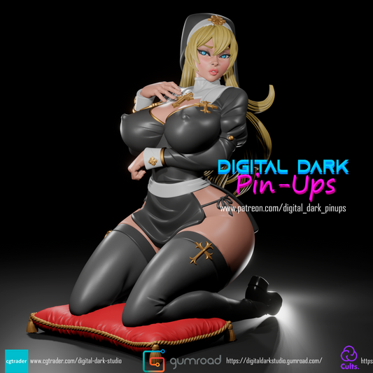 Digital Dark Pin Ups - Nun
