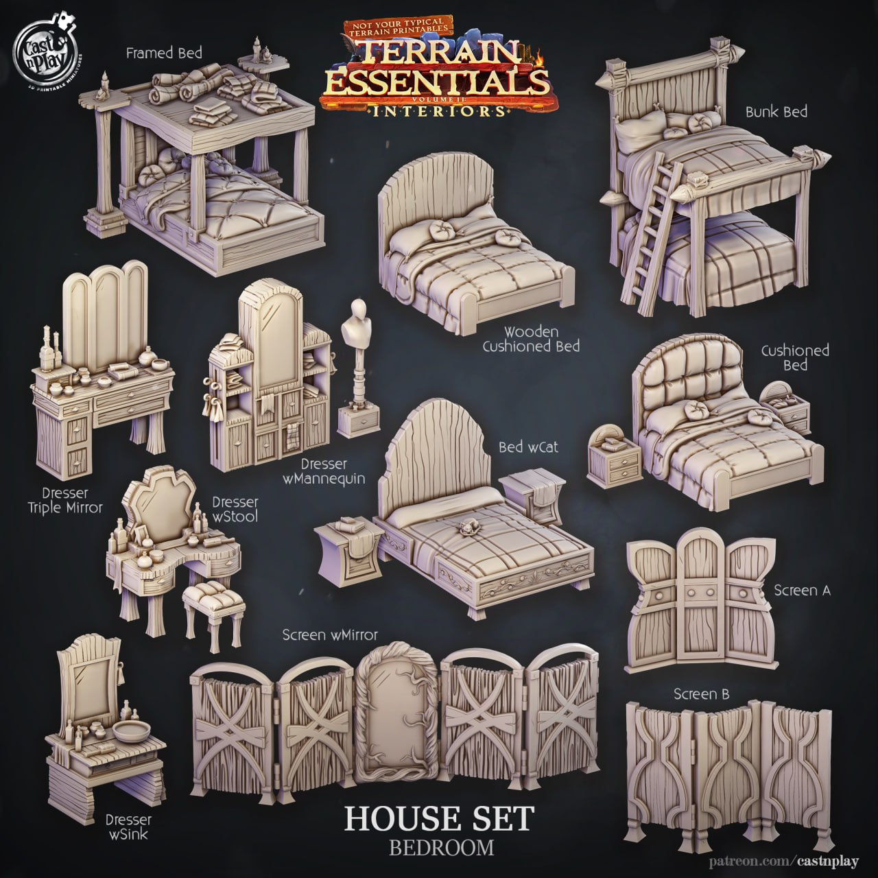 Cast n Play - Bedroom. House Set - Terrain Essentials Interiors