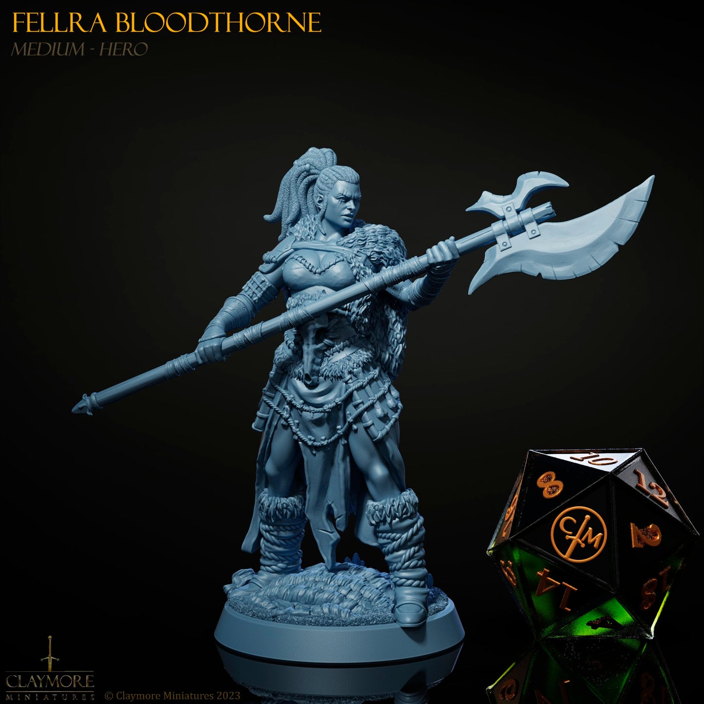 Claymore Miniatures - Fellra Bloodthorne, Human Barbarian