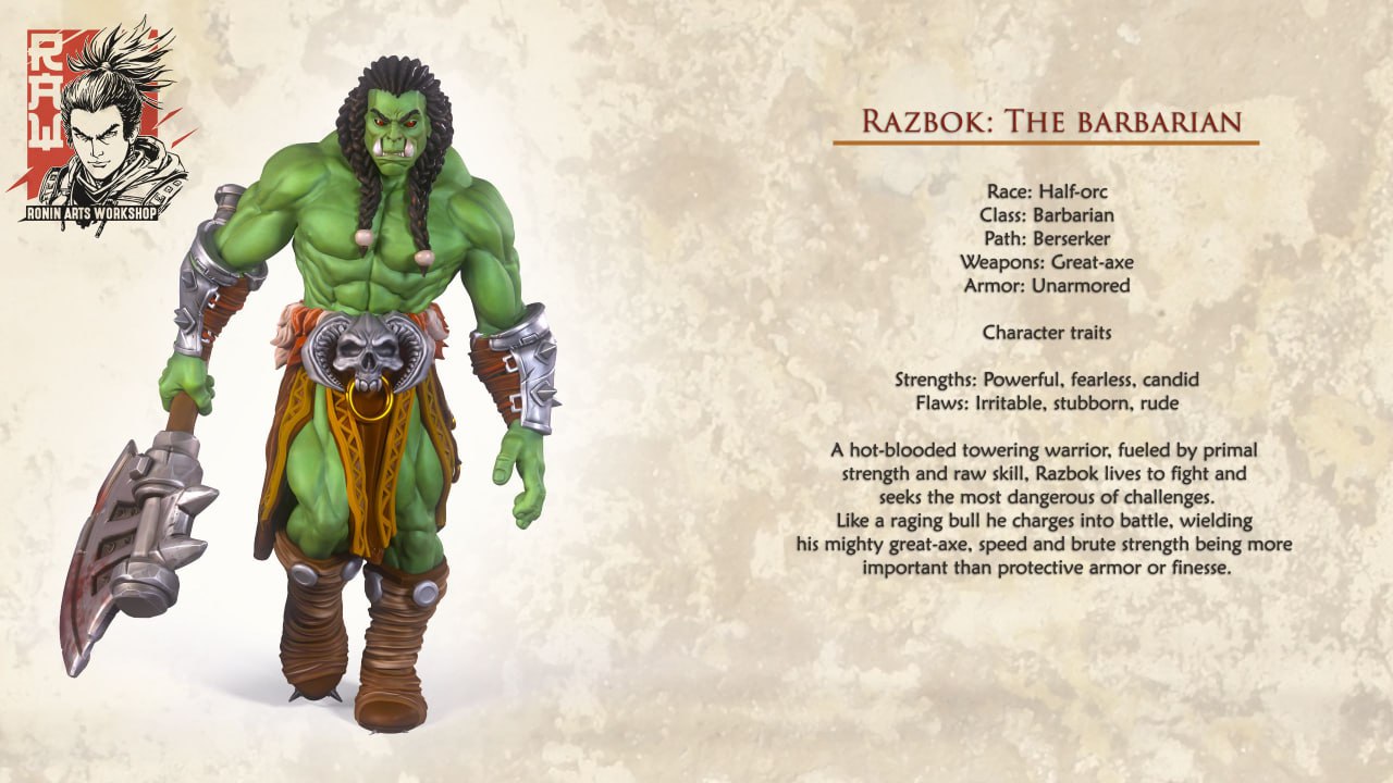 Ronin Arts - Razbok Half Orc barbarian 35mm