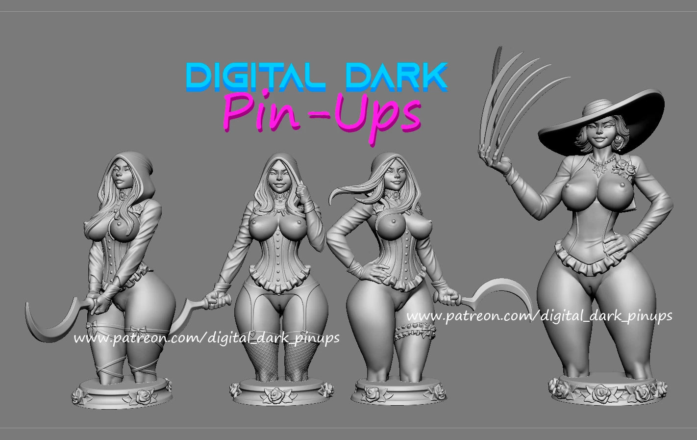 Digital Dark Pin Ups - Dimitrescu Family, Resdent Evil Village